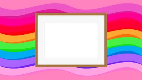 Rectangle frame empty on colorful rainbow background, picture frames on color Stock Illustration