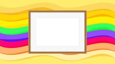 Rectangle frame empty on colorful rainbow background, picture frames on color Stock Illustration