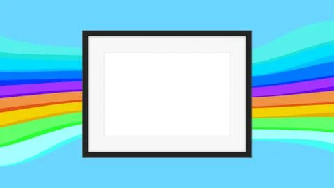 Rectangle frame empty on colorful rainbow background, picture frames on color Illustrazione stock