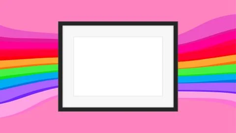 Rectangle frame empty on colorful rainbow background, picture frames on color Stock Illustration