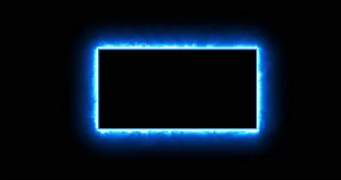 Rectangle, frame of energy, neon, smoke. blue rectangle on a black background Stock Footage 170644431