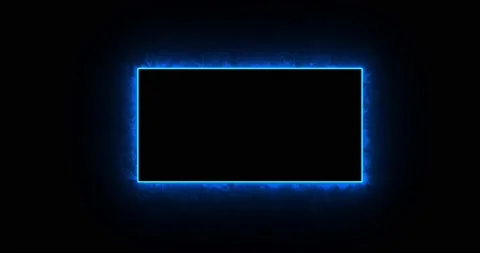 Rectangle, frame of energy, neon, smoke. blue rectangle on a black background Stock Footage 171729453