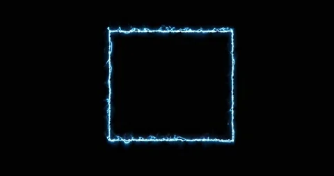 Rectangle, frame of energy, neon, smoke. blue rectangle on a black background Stock Footage 178610055