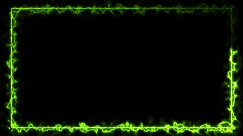 Rectangle, frame of energy, neon, smoke. green rectangle on a black background. Stock Footage 264082023