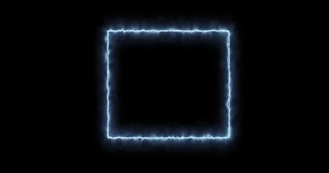 Rectangle, frame of energy, neon, smoke. blue rectangle on a black background Illustrazione stock