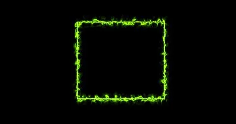 Rectangle, frame of energy, neon, smoke. green rectangle on a black background Illustrazione stock