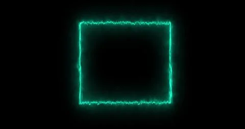 Rectangle, frame of energy, neon, smoke. green rectangle on a black background Illustrazione stock