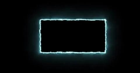 Rectangle, frame of energy, neon, smoke. blue rectangle on a black background Illustrazione stock