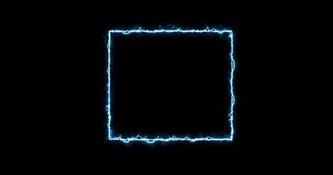 Rectangle, frame of energy, neon, smoke. blue rectangle on a black background Illustrazione stock