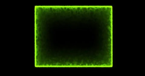 Rectangle, frame of energy, neon, smoke. green rectangle on a black background Illustrazione stock