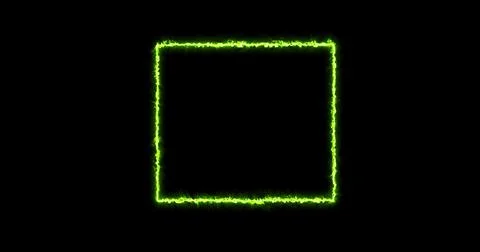 Rectangle, frame of energy, neon, smoke. green rectangle on a black background Illustrazione stock