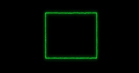 Rectangle, frame of energy, neon, smoke. green rectangle on a black background Illustrazione stock