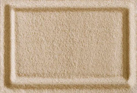 Rectangle frame imprint in sand surface macro photo Foto stock