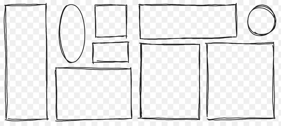 Rectangle frame line. square shape outline on hand draw style. vector illus.. Stock Illustration