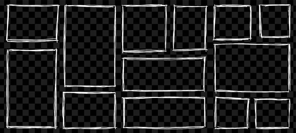 Rectangle frame line. square shape outline on hand draw style. vector illus.. 스톡 일러스트