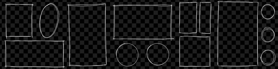 Rectangle frame line. square shape outline on hand draw style. vector illus.. Stock Illustration