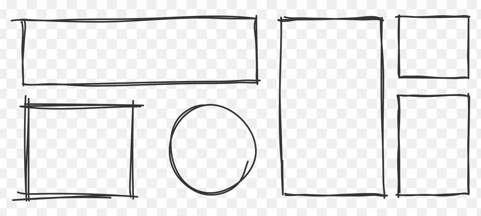 Rectangle frame line. square shape outline on hand draw style. vector illus.. Stock Illustration