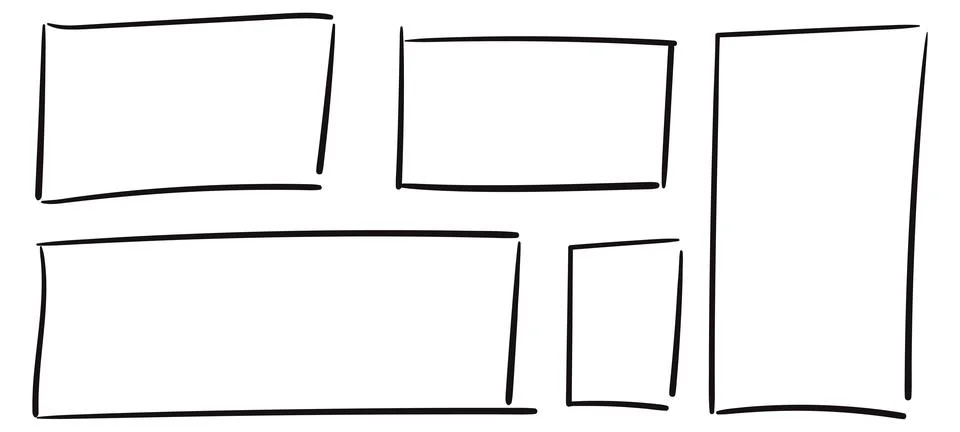 Rectangle frame line. square shape outline on hand draw style. vector illustr 스톡 일러스트
