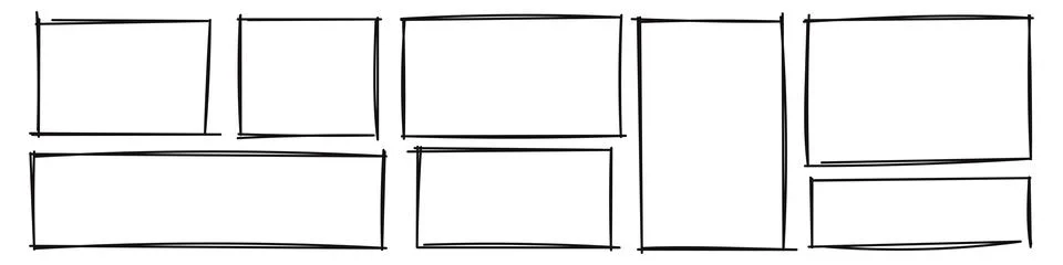 Rectangle frame line. square shape outline on hand draw style. vector illustr 스톡 일러스트