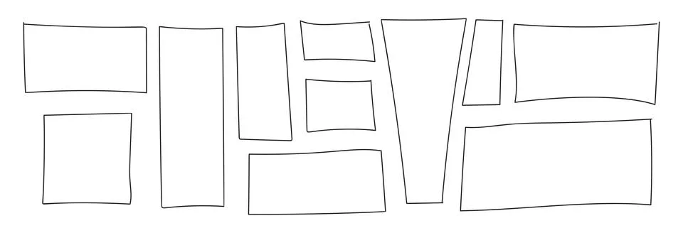 Rectangle frame line. square shape outline on hand draw style. vector Stock Illustration