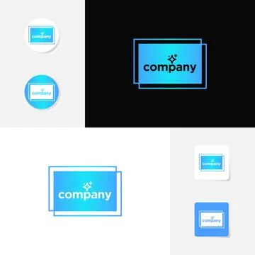 Rectangle Frame Logo With Sparkle Icon Stock Illustration