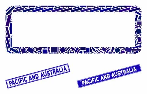 Rectangle Frame Mosaic and Scratched Rectangle Pacific and Australia Watermarks Illustrazione stock