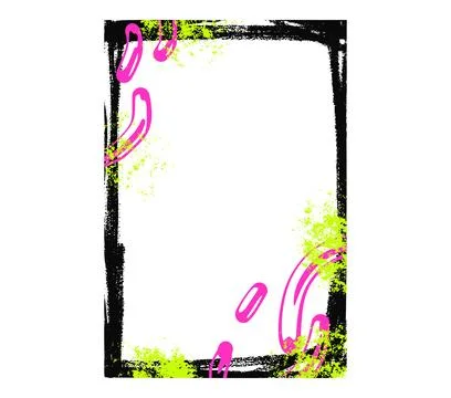 Rectangle frame with playful squiggle borders and thin drawn lines. Pink and Illustrazione stock