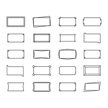 Rectangle frame shape icon, decorative vintage border doodle element for si.. Stock Illustration