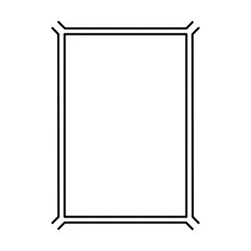 Rectangle frame shape icon, vertical decorative vintage border doodle element イラスト素材