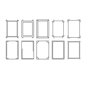 Rectangle frame shape icon, vertical decorative vintage border doodle eleme.. イラスト素材