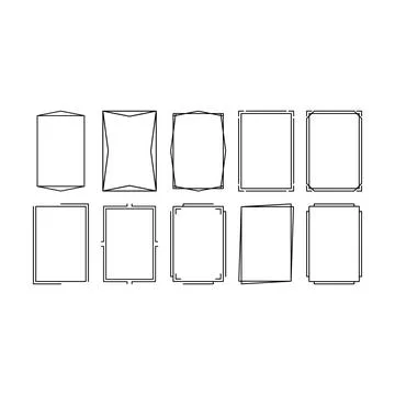 Rectangle frame shape icon, vertical decorative vintage border doodle eleme.. イラスト素材
