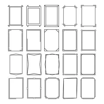 Rectangle frame shape icon, vertical decorative vintage border doodle eleme.. Illustrazione stock
