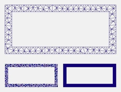 Rectangle Frame Vector Mesh Carcass Model and Triangle Mosaic Icon Stock Illustration