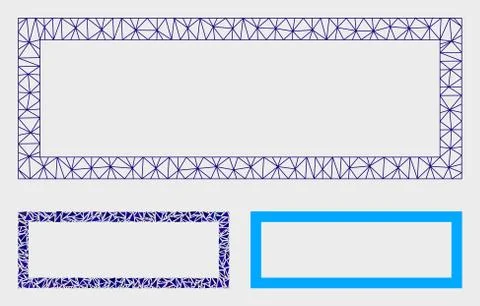 Rectangle Frame Vector Mesh Wire Frame Model and Triangle Mosaic Icon 스톡 일러스트