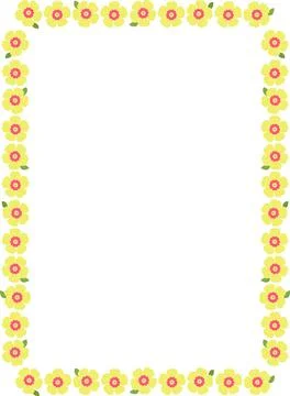 Rectangle frame with yellow flowers. Cute daisy empty frame box. Hand drawn.. Stock Illustration