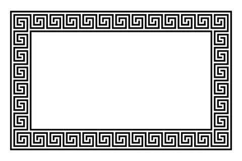 Rectangle framed disconnected meander pattern made of seamless meanders Stockillustratie