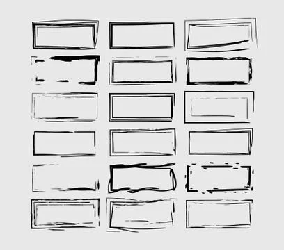Rectangle frames. Collection of black borders. Bundle of elements for graphic Stock Illustration
