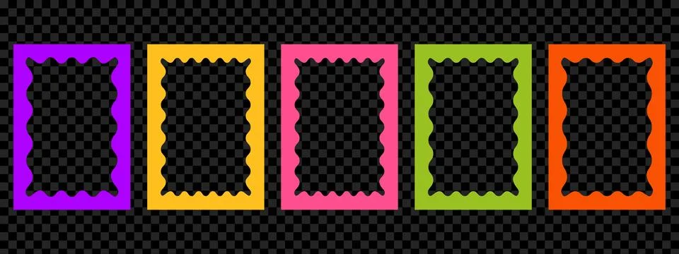 Rectangle frames with scallop edges set. Trendy curved borders. Modern grap.. イラスト素材