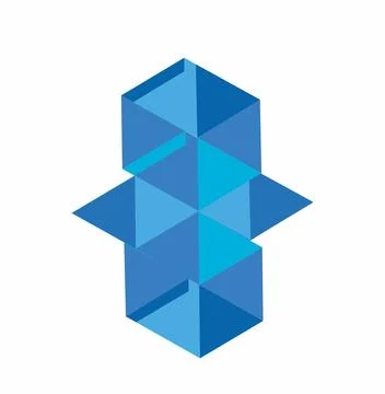 Rectangle geometric 3d blue diamond illustration Stock Illustration