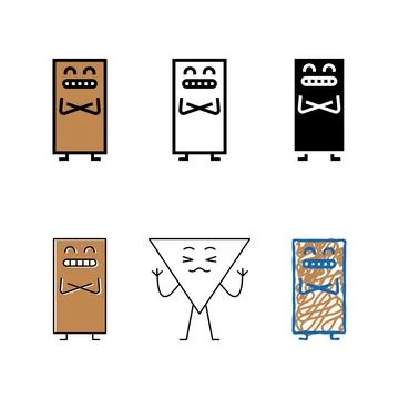 Rectangle geometric shape character color icon variations vector Stock Illustration