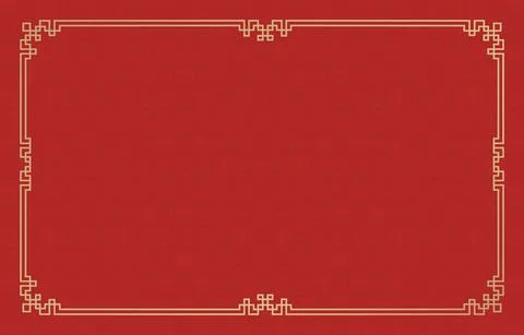 Rectangle gold frame ornament with red background pattern chinese ornament 스톡 일러스트