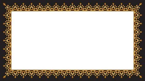 Rectangle Golden Certificate Border Pattern Line Photo Frame Islamic Wedding Stock Illustration