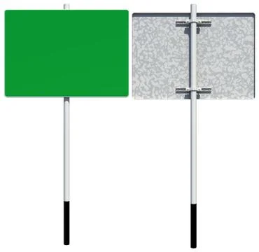 Rectangle green road sign. Front and back view. Isolated Illustrazione stock