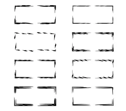 Rectangle grunge frames. Collection of geometric empty borders.  Vector illus Stock Illustration