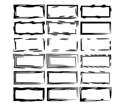 Rectangle grunge frames. Set of geometric empty borders. Template for graphic Stock Illustration