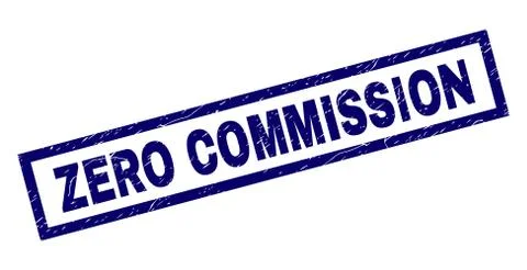 Rectangle Grunge ZERO COMMISSION Stamp Stock Illustration