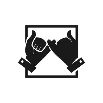 Rectangle Hand Commitment Teamwork Together Black Logo Stock Illustration