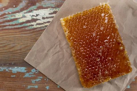 Rectangle of Honey Soaked Comb Stock Photos