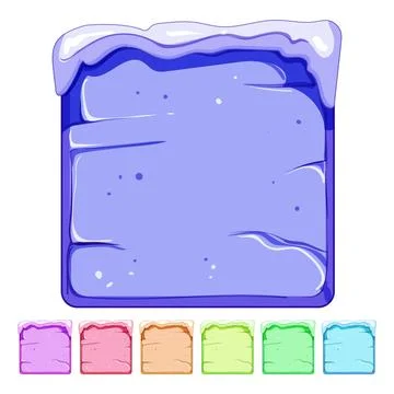 Rectangle ice game button cartoon vector graphic Stock Illustration