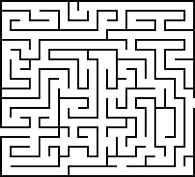 Rectangle labyrinth with entry and exit. Line maze game.  Vector Stock Illustration